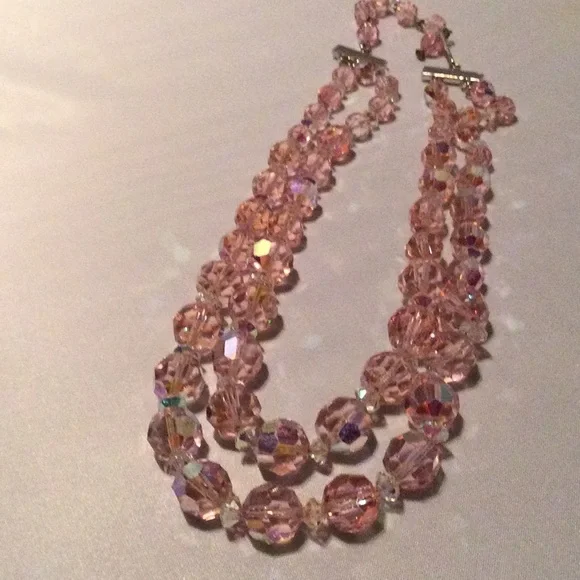 Vintage pink crystal necklace - Picture 3 of 4